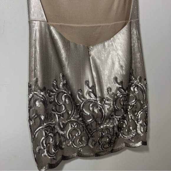 BCBGMaxAzria silver backless cocktail dress open back formal sexy gown birthday - Picture 8 of 13